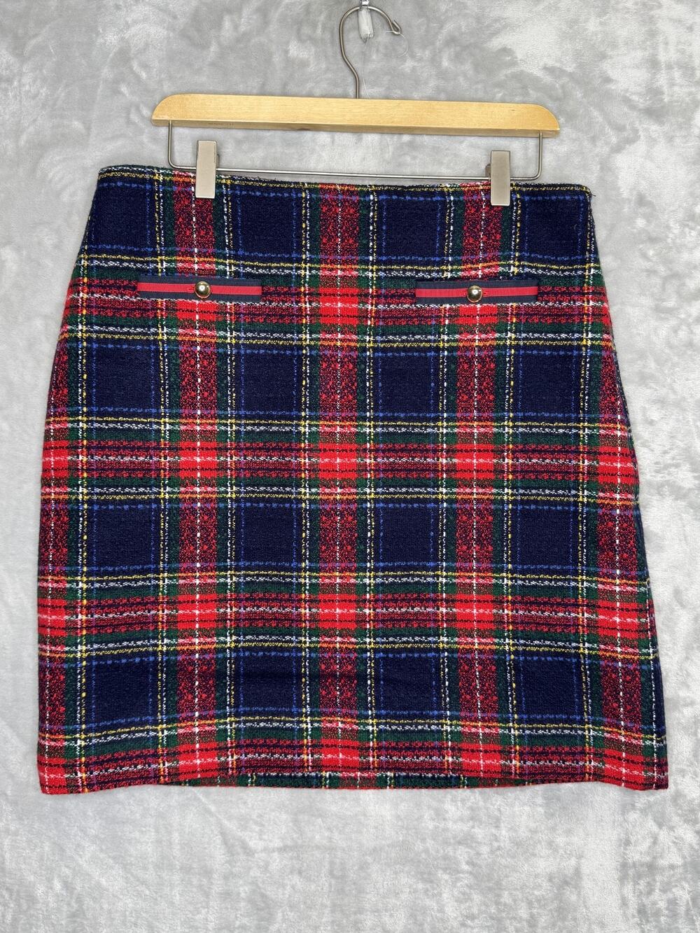 Talbots Skirt Womens 10 Multicolor Plaid Tartan Lined Pockets Side Zip Mini